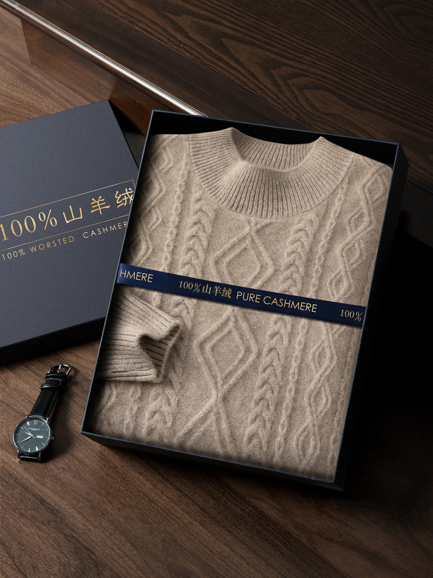 Cashmere Sweater Men's 100 Pure Cashmere Autumn and Winter New Double Strand Thickened Half Turtle Collar Knitted Bottoming Sweater