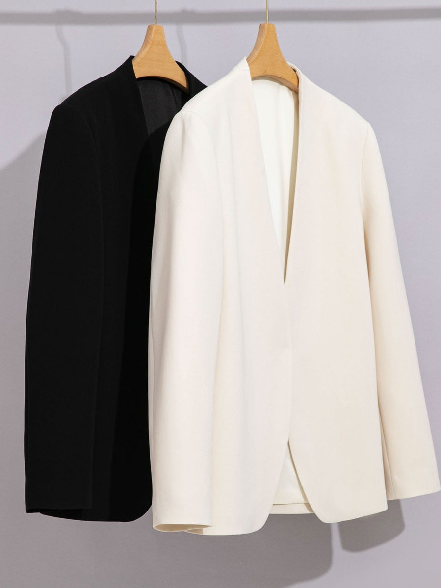 Acetic Acid V-neck Small Suit Jacket Women's High-end Casual Women's Suit Professional All-match 25 Spring and Autumn New Women's Clothing