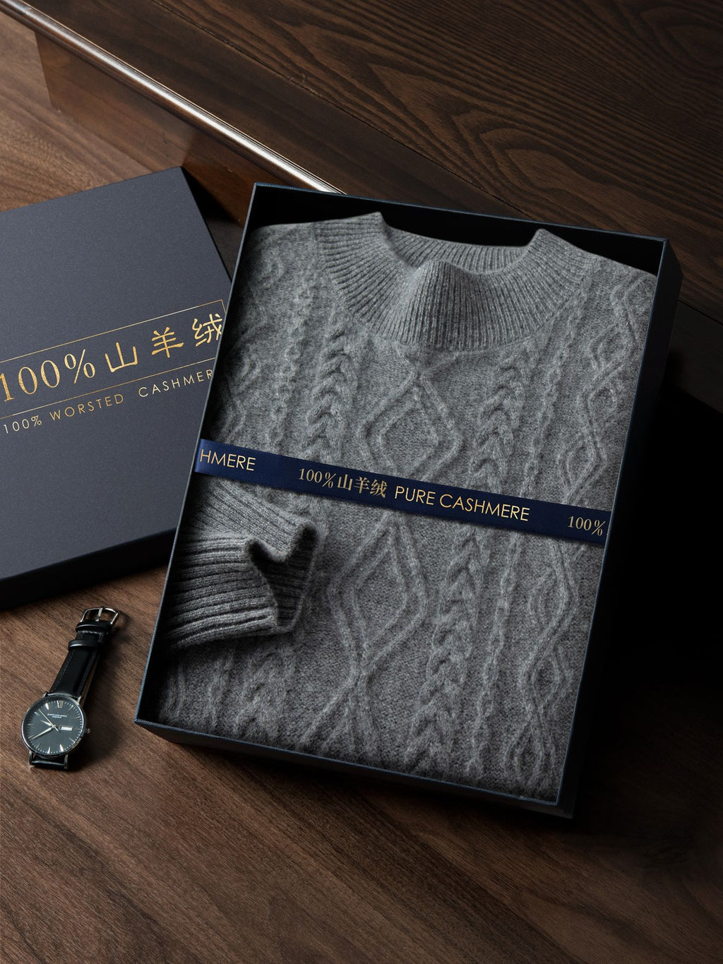 Cashmere Sweater Men's 100 Pure Cashmere Autumn and Winter New Double Strand Thickened Half Turtle Collar Knitted Bottoming Sweater