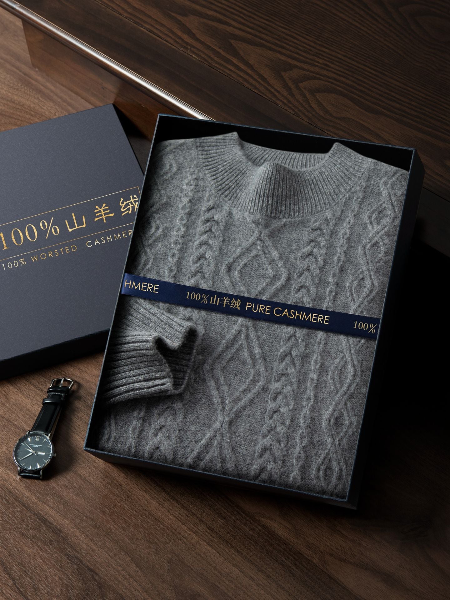 Cashmere Sweater Men's 100 Pure Cashmere Autumn and Winter New Double Strand Thickened Half Turtle Collar Knitted Bottoming Sweater
