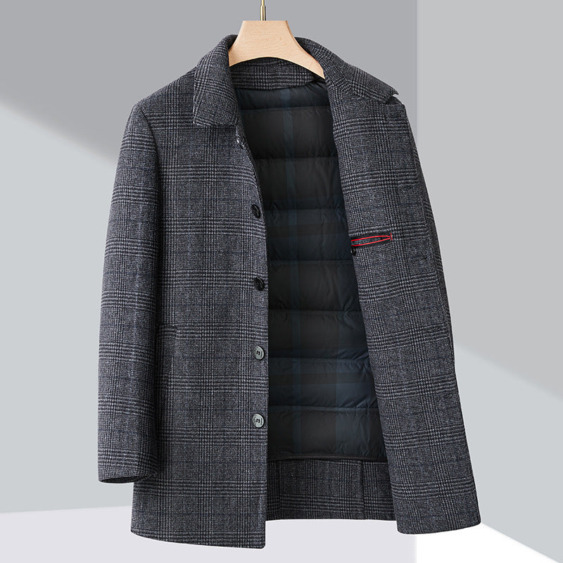 Winter New Double-Sided Cashmere Outwear Men's Woolen Woolen Windbreaker Middle-Aged Casual Dad Plaid Outwear
