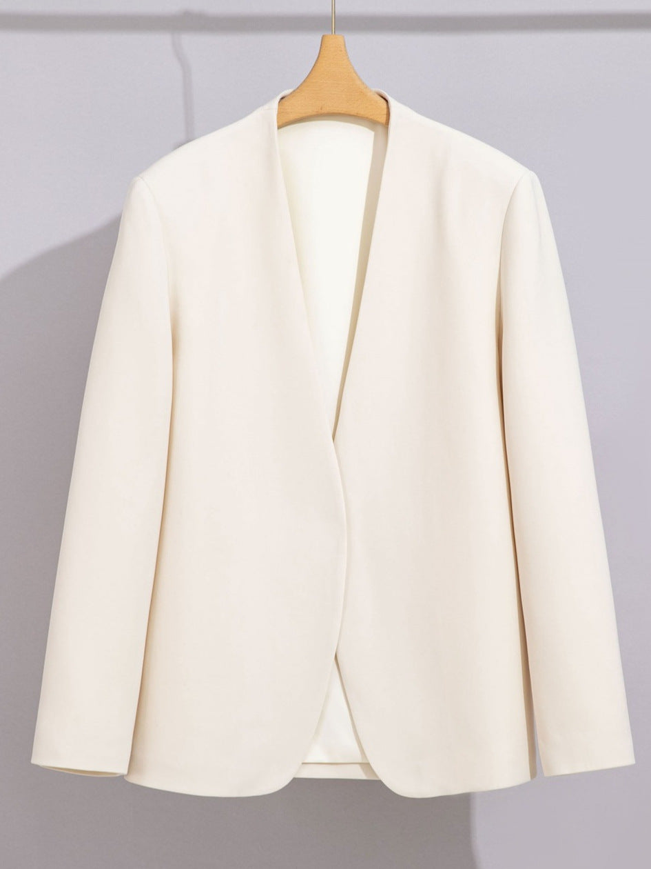 Acetic Acid V-neck Small Suit Jacket Women's High-end Casual Women's Suit Professional All-match 25 Spring and Autumn New Women's Clothing