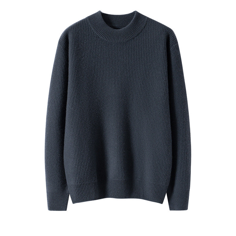 Autumn and Winter Pure Cashmere Sweater Men's Half Turtleneck Pure Color Thickeneded Sweater Business Casual Knitted Bottoming Shirt