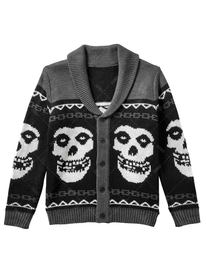 2025 European and American Cross-Border Autumn and Winter Men's and Women's Personalized Y2K Fashion Loose Lapel Button Knitted Cardigan Sweater Wholesale