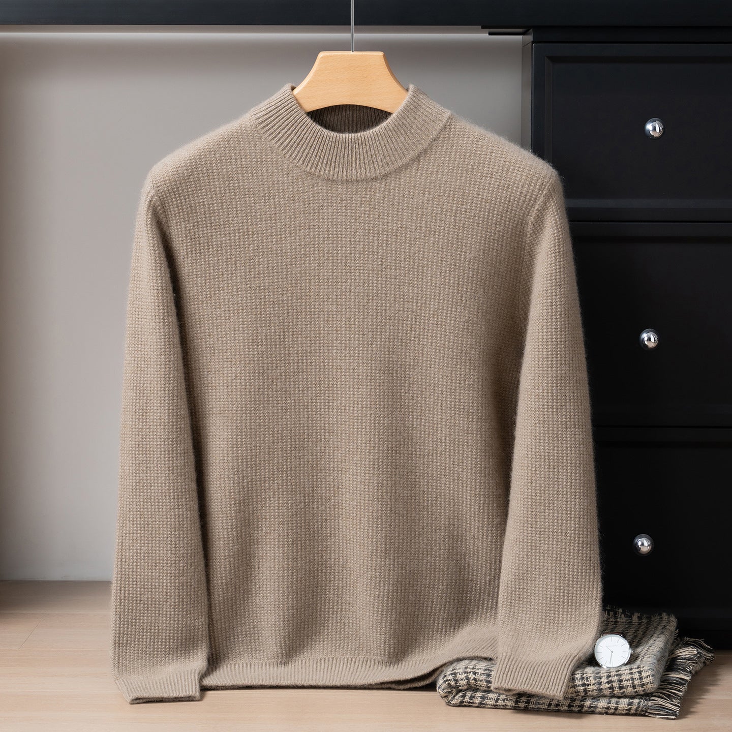 Autumn and Winter Pure Cashmere Sweater Men's Half Turtleneck Pure Color Thickeneded Sweater Business Casual Knitted Bottoming Shirt