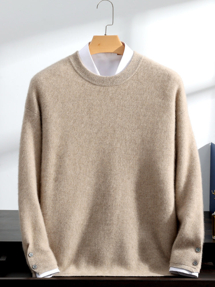 Cashmere Sweater Men's 100 Pure Cashmere Men's Round Neck Loose Knitted Bottoming Shirt Plus Size Sweater Men