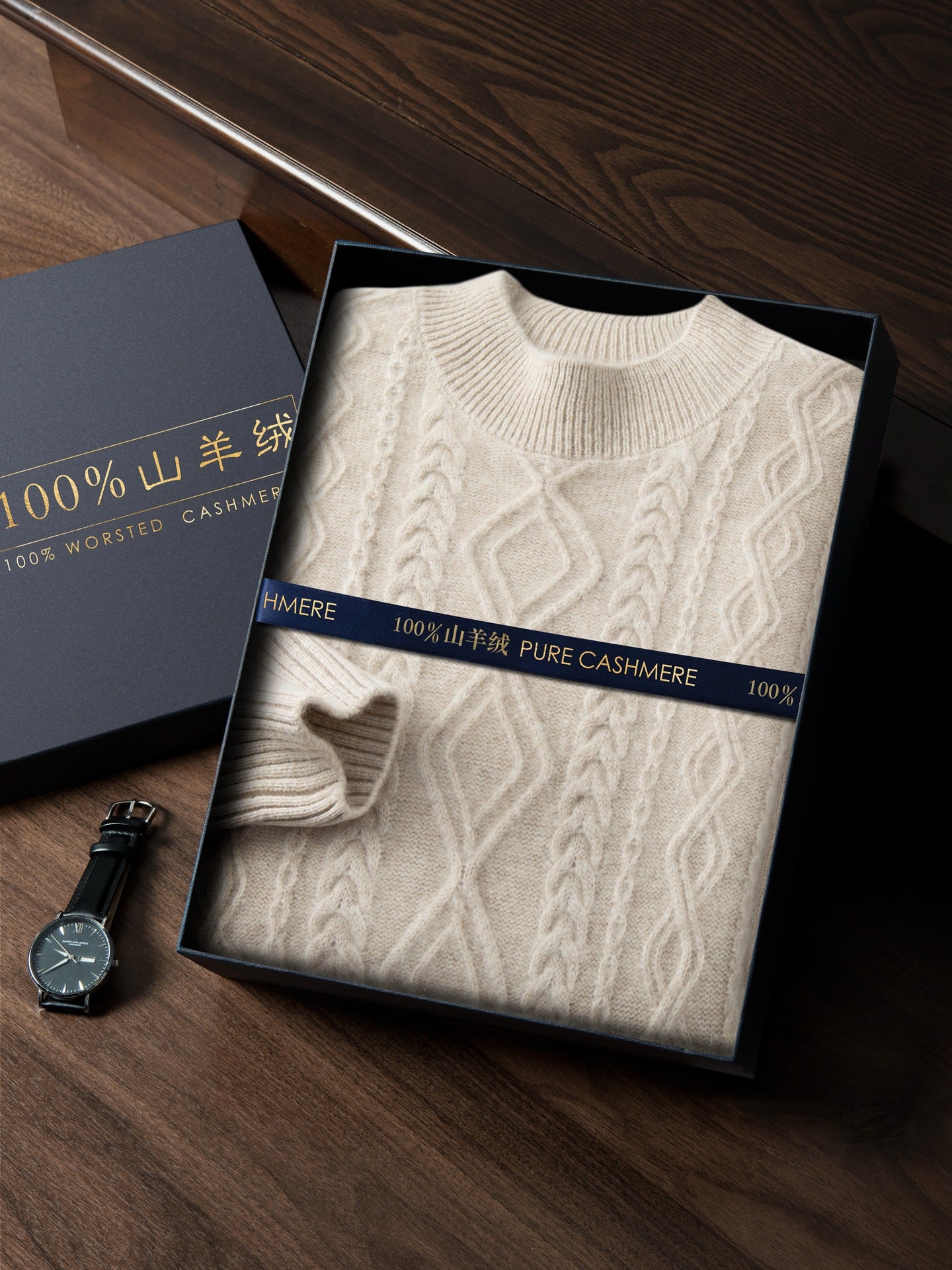 Cashmere Sweater Men's 100 Pure Cashmere Autumn and Winter New Double Strand Thickened Half Turtle Collar Knitted Bottoming Sweater
