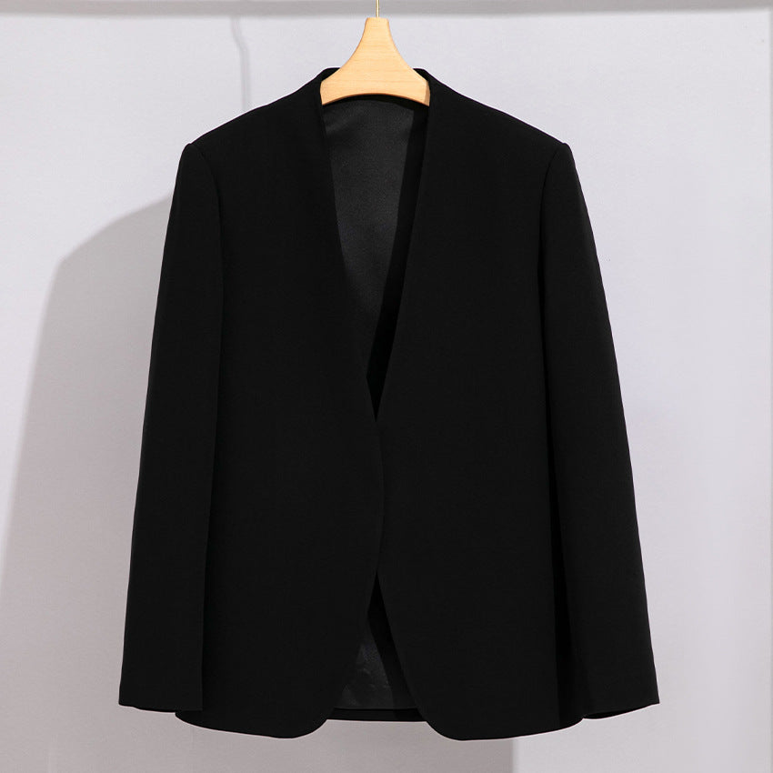 Acetic Acid V-neck Small Suit Jacket Women's High-end Casual Women's Suit Professional All-match 25 Spring and Autumn New Women's Clothing