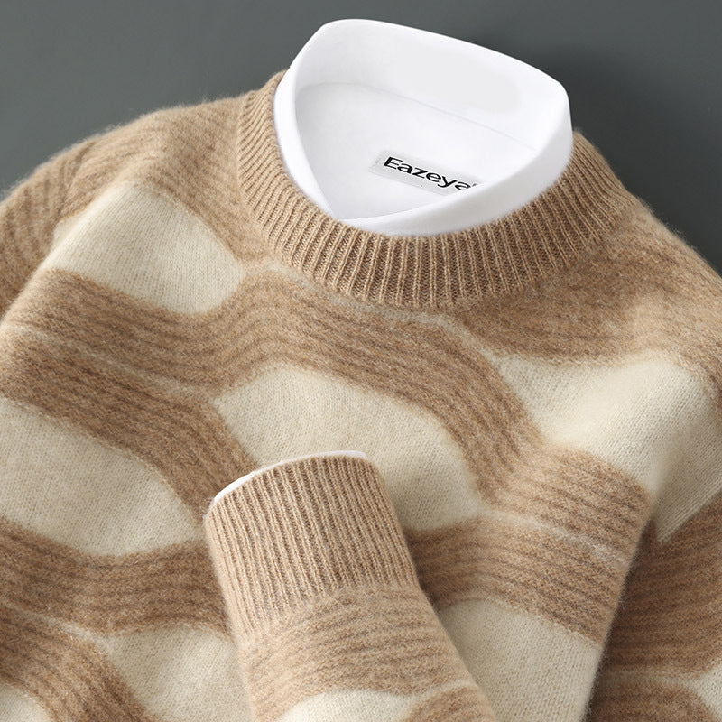 Sweater Cashmere New Style 10 Men's Thickeneded Casual Autumn and Winter Business Pure Wool Sweater Round Neck Knitted Bottoming Shirt Bubble