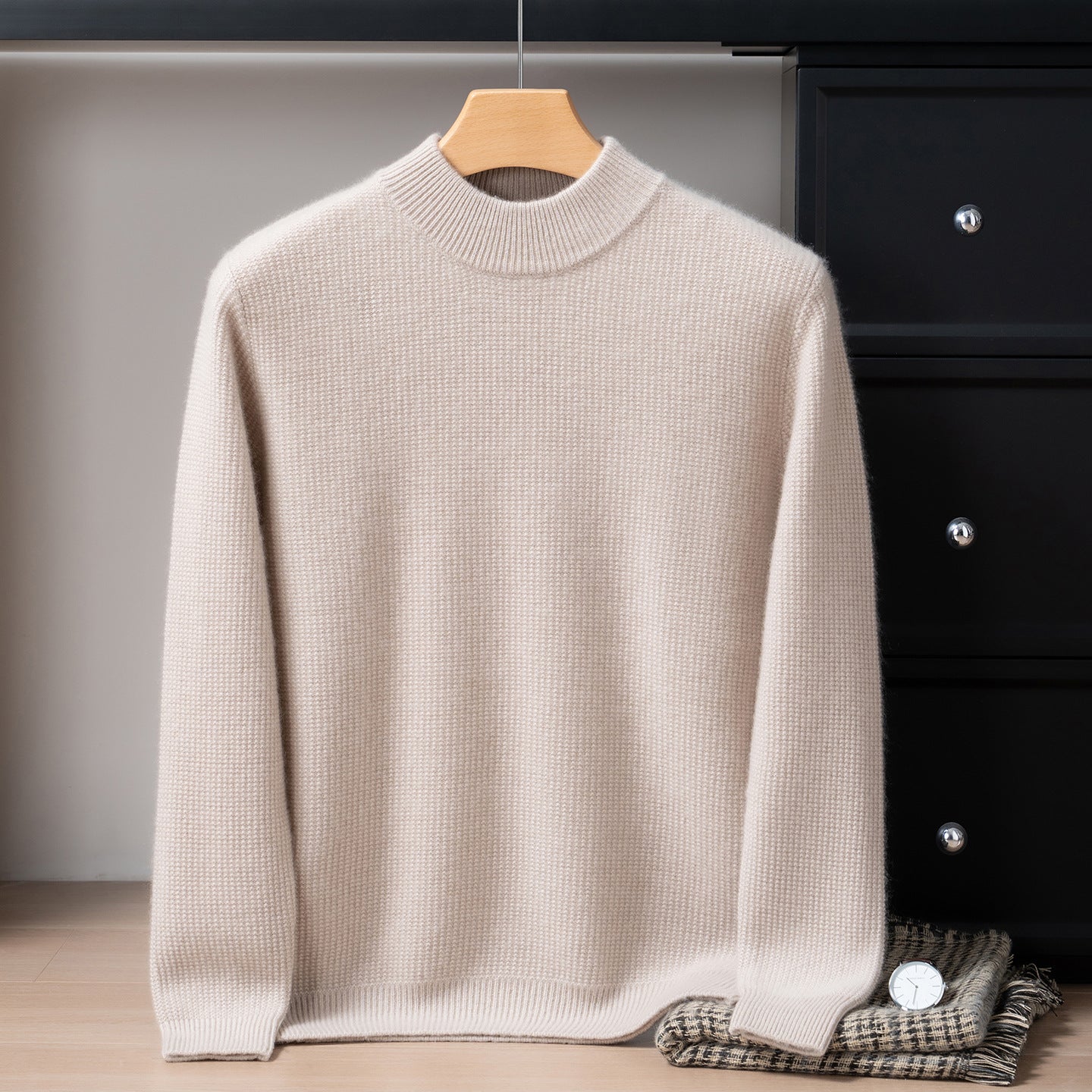 Autumn and Winter Pure Cashmere Sweater Men's Half Turtleneck Pure Color Thickeneded Sweater Business Casual Knitted Bottoming Shirt