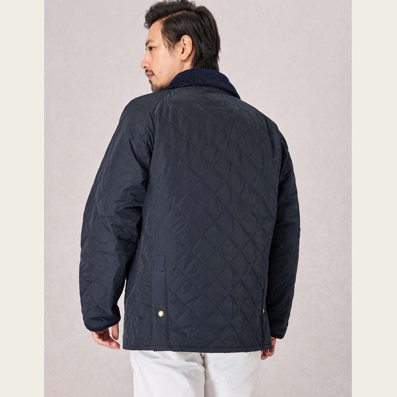 British Classic Bedale Hunting Lightweight Waterproof Outdoor Vintage Autumn and Winter Quilted Jacket Lapel Cotton Coat Men's Jacket