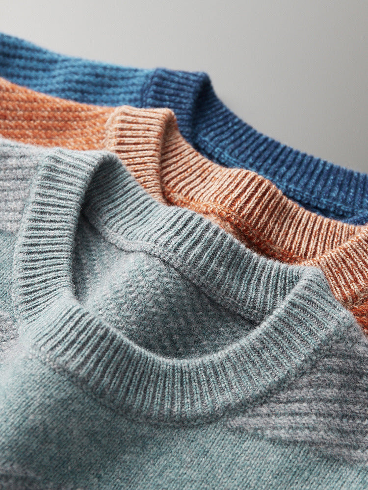 Autumn and Winter new men's woolen sweater men's pure wool sweater pullover round neck fashion casual warm sweater men