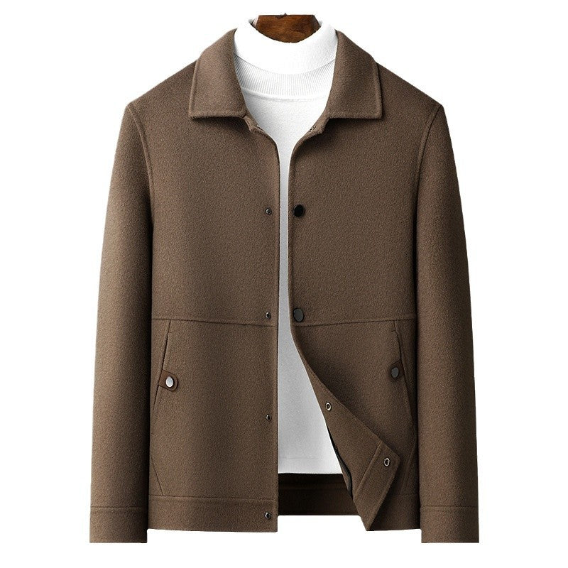 Wool Woolen Coat Men's Solid Color Workwear Lapel Jacket Autumn and Winter Korean Fashionable Casual Short Double-sided Tweed Jacket