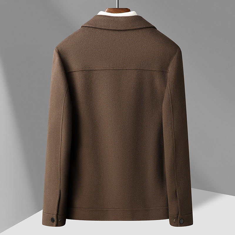 Wool Woolen Coat Men's Solid Color Workwear Lapel Jacket Autumn and Winter Korean Fashionable Casual Short Double-sided Tweed Jacket