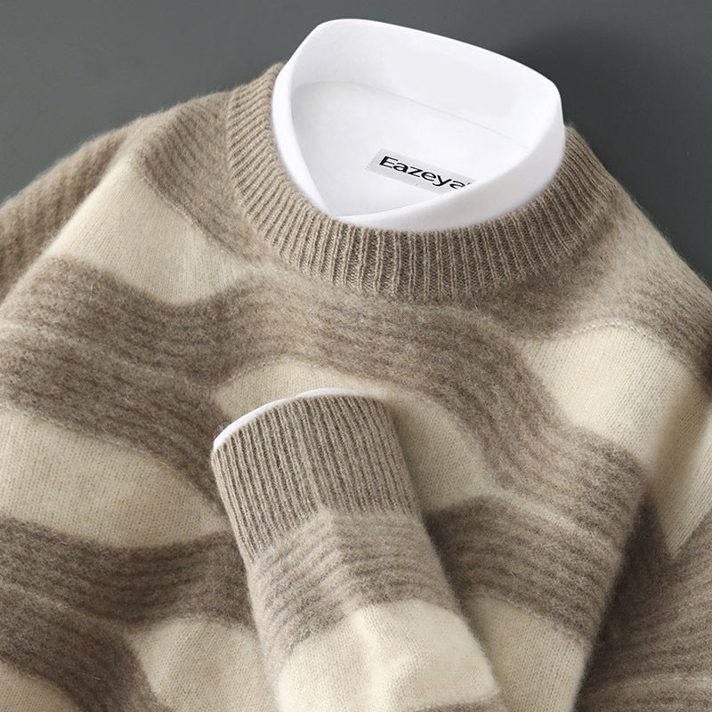 Sweater Cashmere New Style 10 Men's Thickeneded Casual Autumn and Winter Business Pure Wool Sweater Round Neck Knitted Bottoming Shirt Bubble