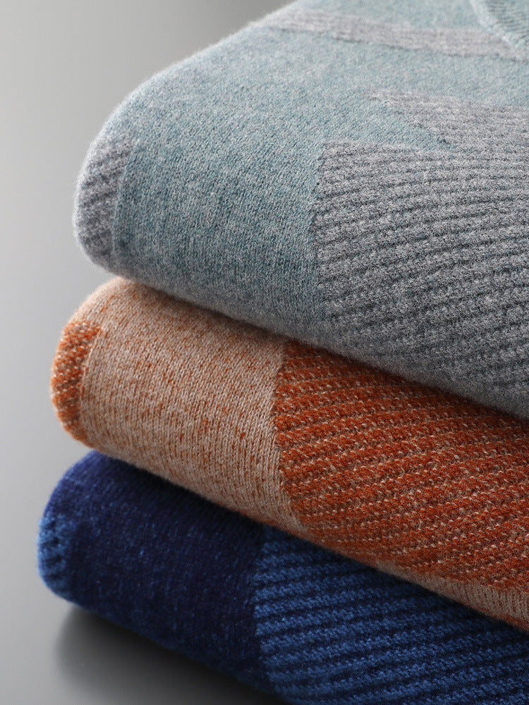 Autumn and Winter new men's woolen sweater men's pure wool sweater pullover round neck fashion casual warm sweater men