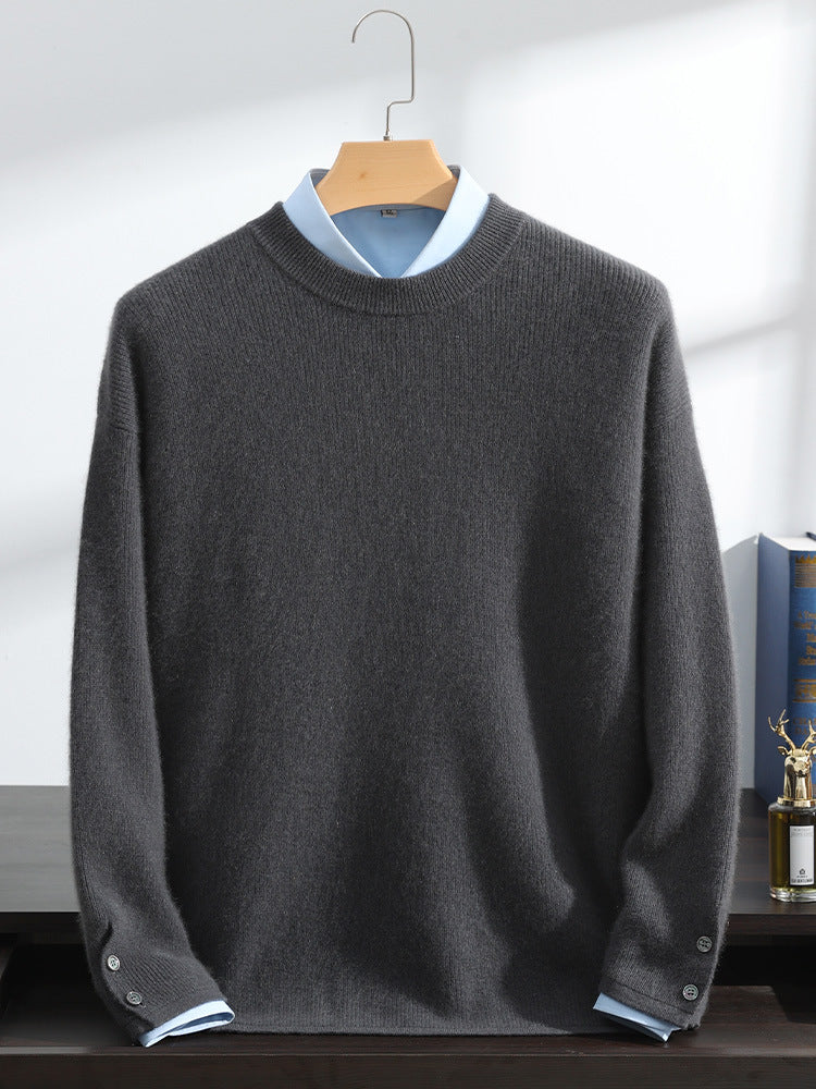 Cashmere Sweater Men's 100 Pure Cashmere Men's Round Neck Loose Knitted Bottoming Shirt Plus Size Sweater Men