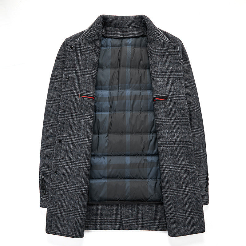 Winter New Double-Sided Cashmere Outwear Men's Woolen Woolen Windbreaker Middle-Aged Casual Dad Plaid Outwear