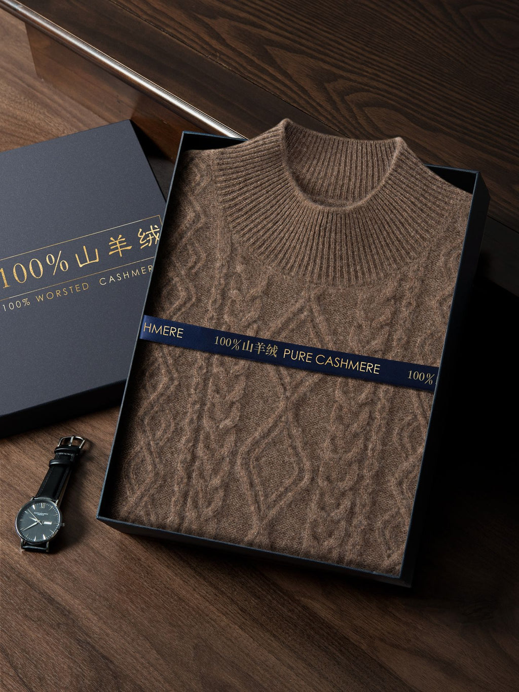 Cashmere Sweater Men's 100 Pure Cashmere Autumn and Winter New Double Strand Thickened Half Turtle Collar Knitted Bottoming Sweater