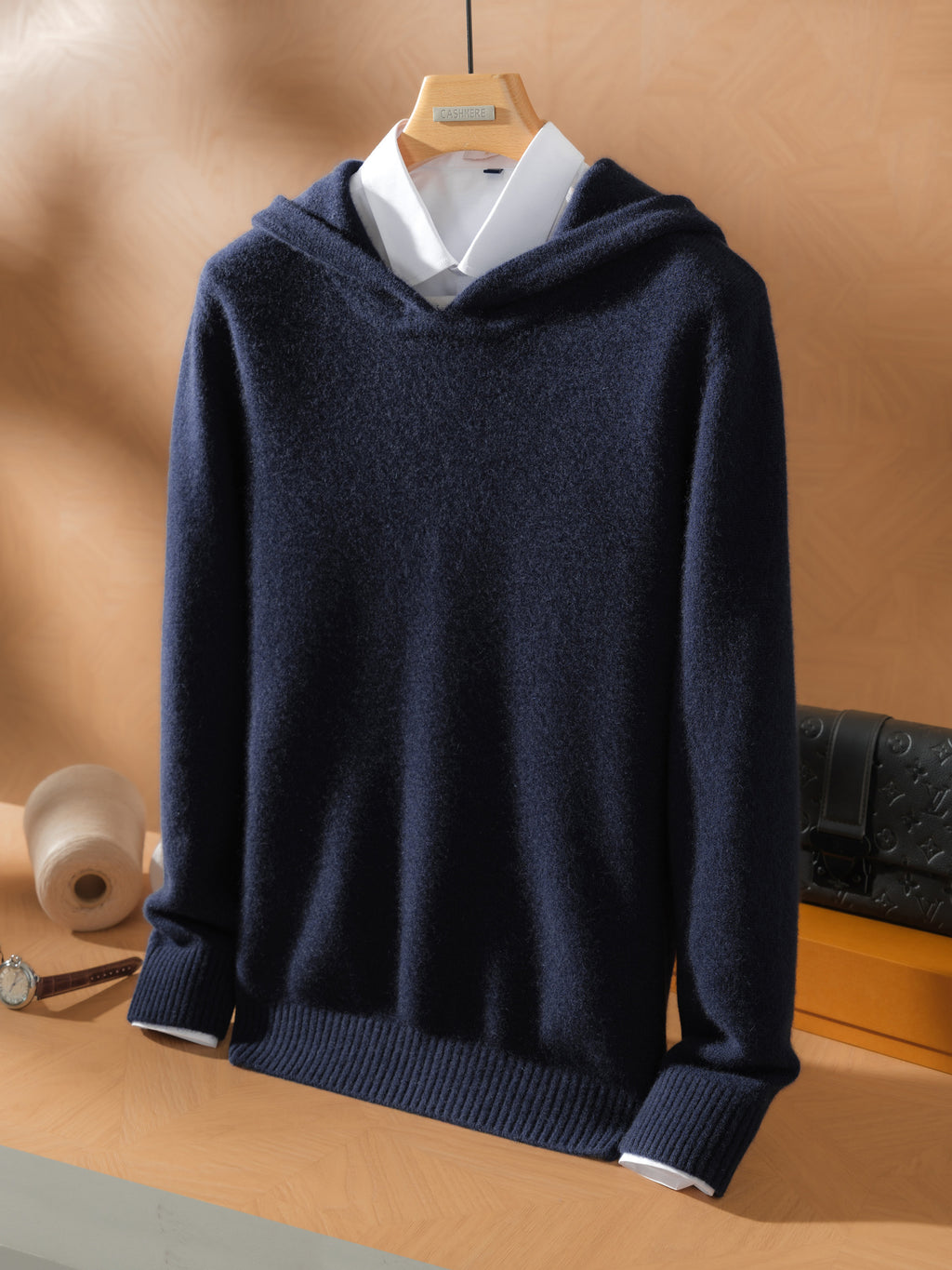 Cashmere Sweater Men's 100 Pure Cashmere Casual Easiest for Match Loose Solid Color Hooded Pullover Knitted Sweater