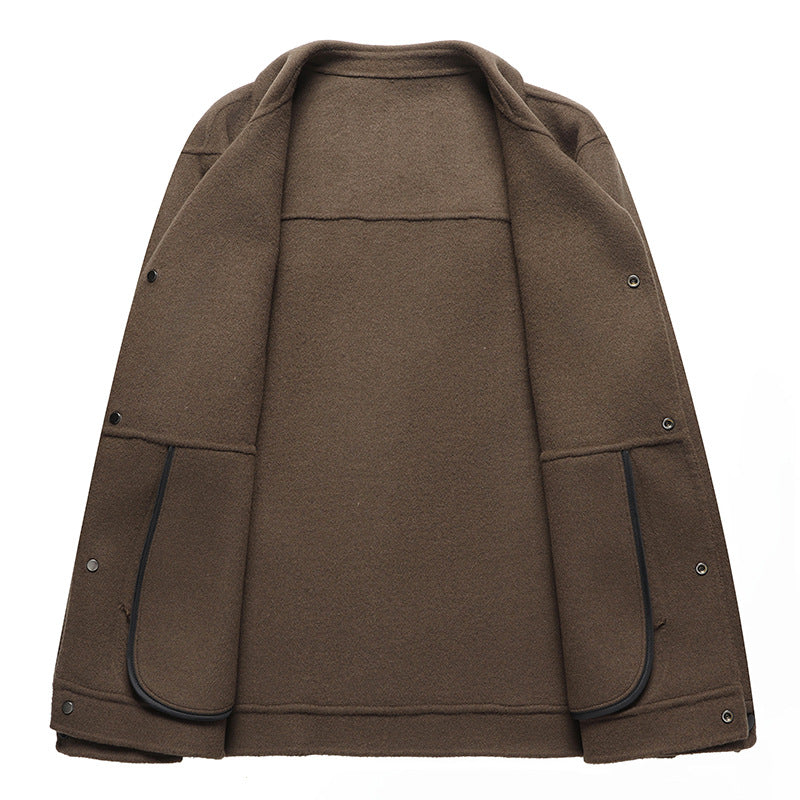 Wool Woolen Coat Men's Solid Color Workwear Lapel Jacket Autumn and Winter Korean Fashionable Casual Short Double-sided Tweed Jacket