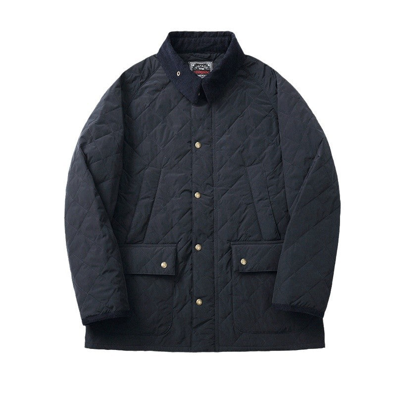 British Classic Bedale Hunting Lightweight Waterproof Outdoor Vintage Autumn and Winter Quilted Jacket Lapel Cotton Coat Men's Jacket