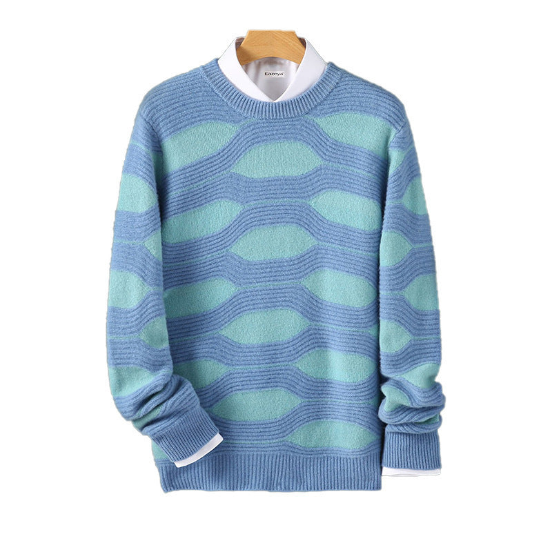 Sweater Cashmere New Style 10 Men's Thickeneded Casual Autumn and Winter Business Pure Wool Sweater Round Neck Knitted Bottoming Shirt Bubble