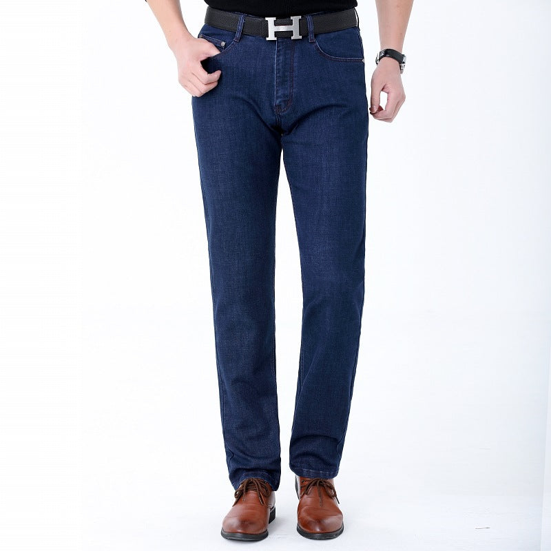 Brand 2024 Spring and Autumn New Jeans Loose Straight Middle-aged Dad Thickened Autumn and Winter Men's Pants