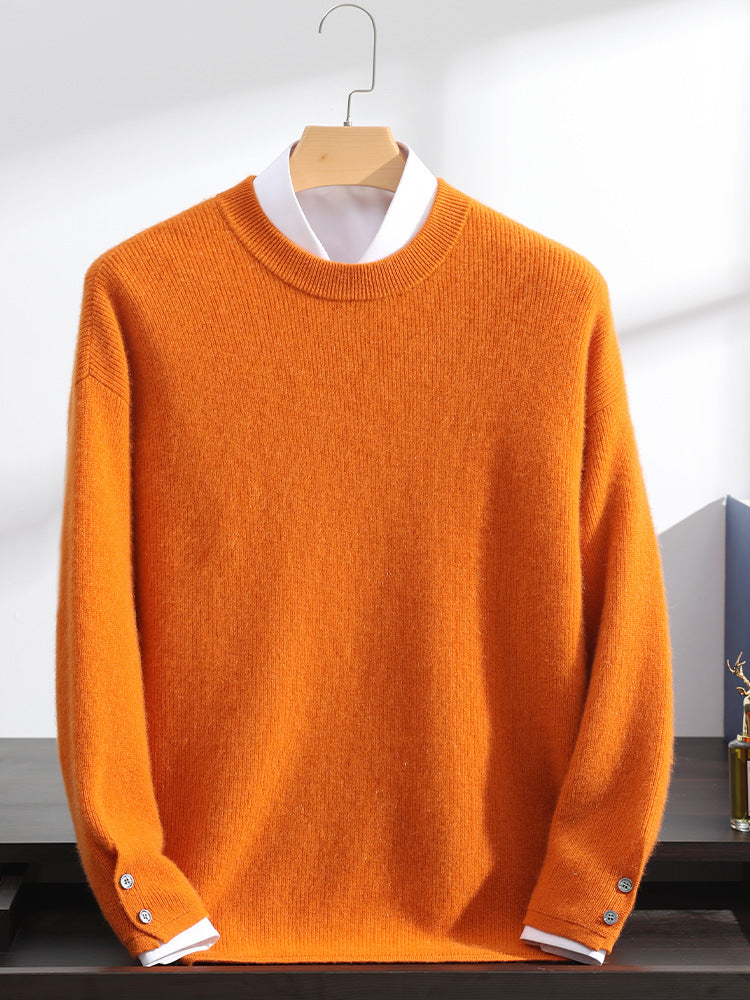 Cashmere Sweater Men's 100 Pure Cashmere Men's Round Neck Loose Knitted Bottoming Shirt Plus Size Sweater Men