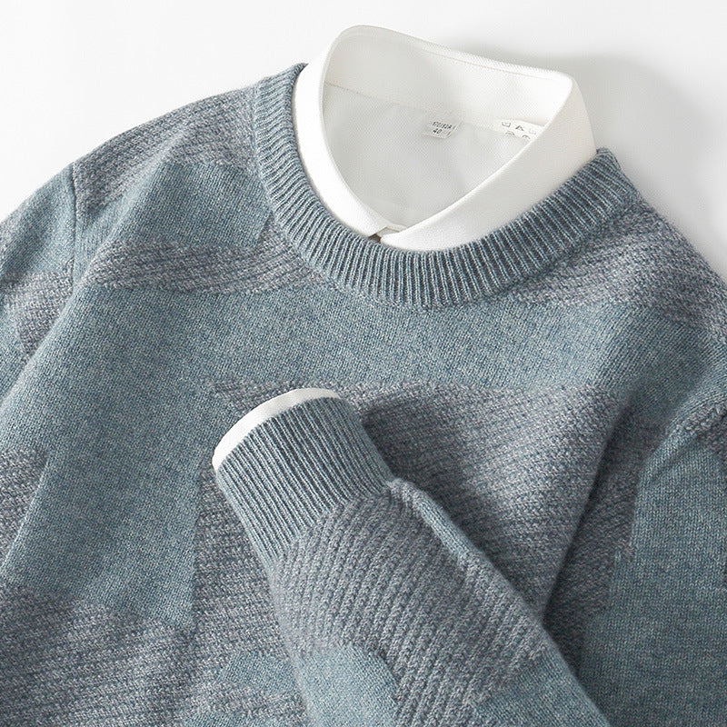 Autumn and Winter new men's woolen sweater men's pure wool sweater pullover round neck fashion casual warm sweater men