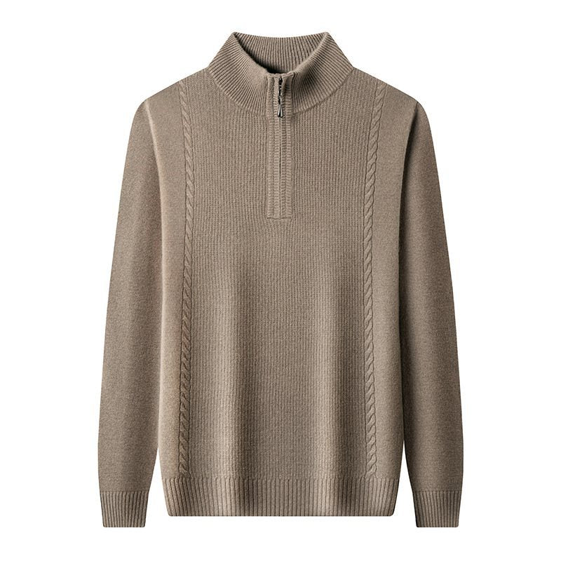 Autumn/Winter 2024 Thickened Men's 100 Wool Long Sleeve Half-height Zipper Fashion Urban Loose Pullover Wool