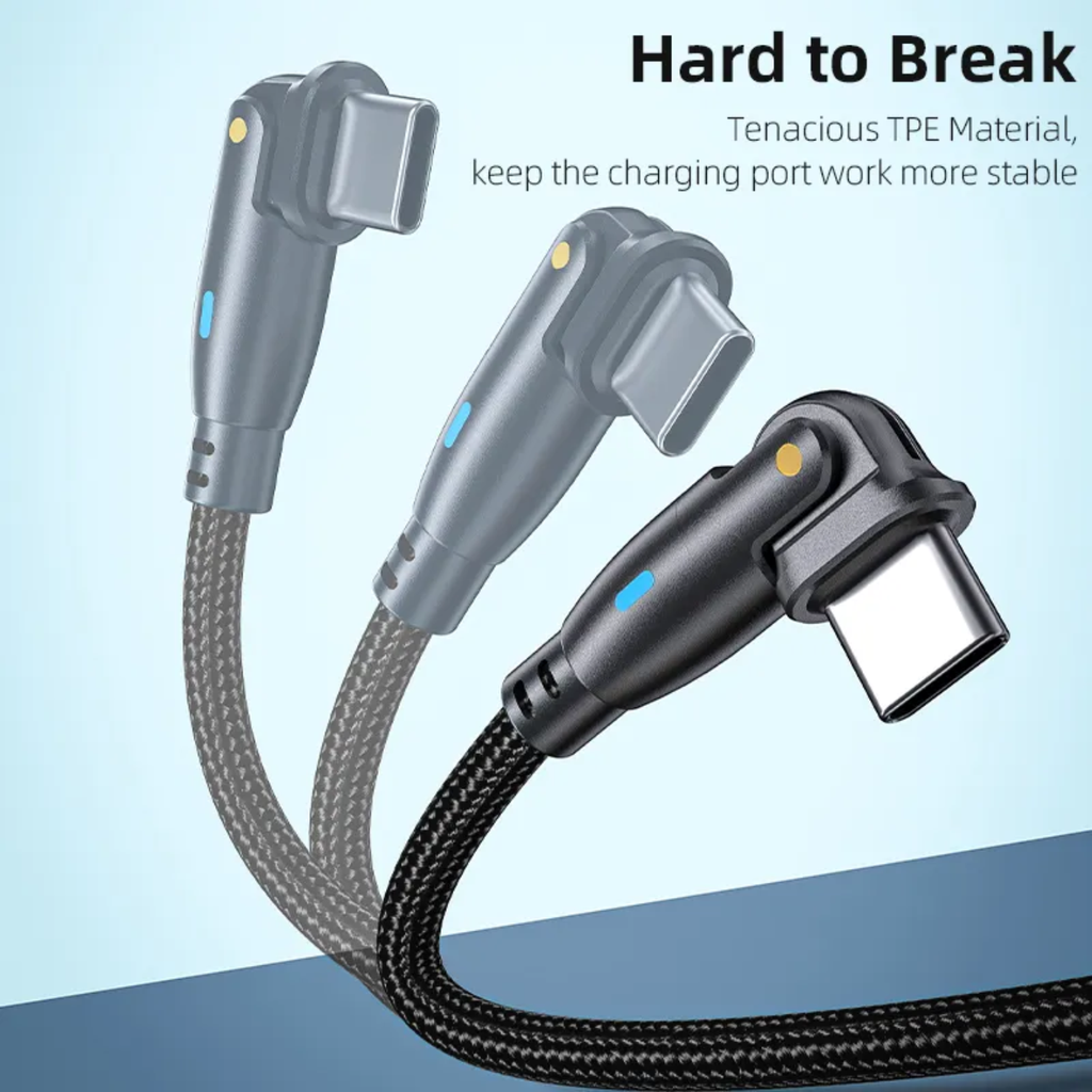 180° Rotatable 60W PD Fast Charging Type-C to Type-C Braided Data Cable