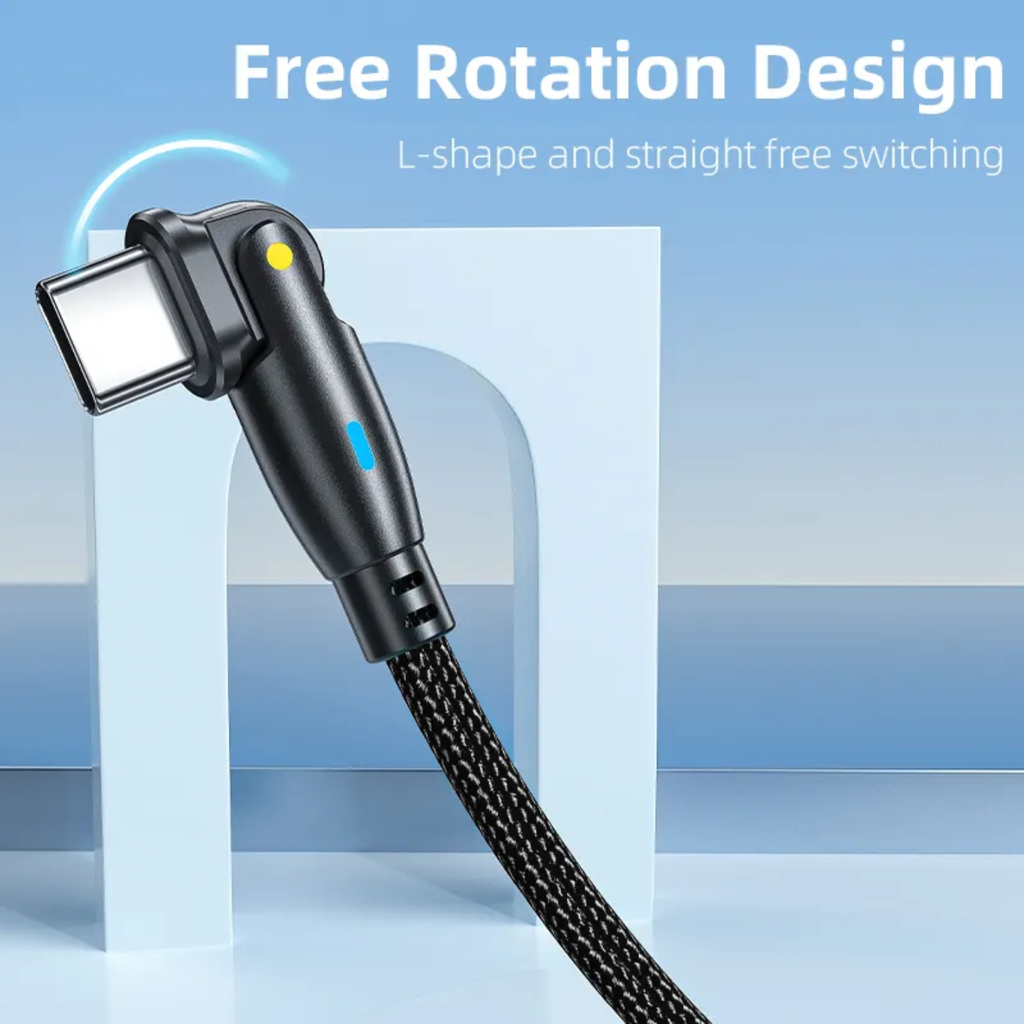 180° Rotatable 60W PD Fast Charging Type-C to Type-C Braided Data Cable