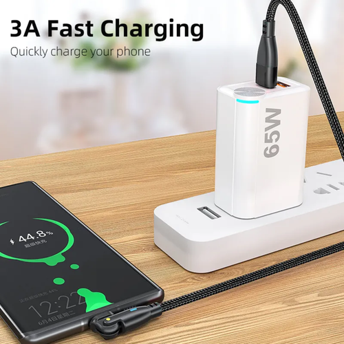 180° Rotatable 60W PD Fast Charging Type-C to Type-C Braided Data Cable